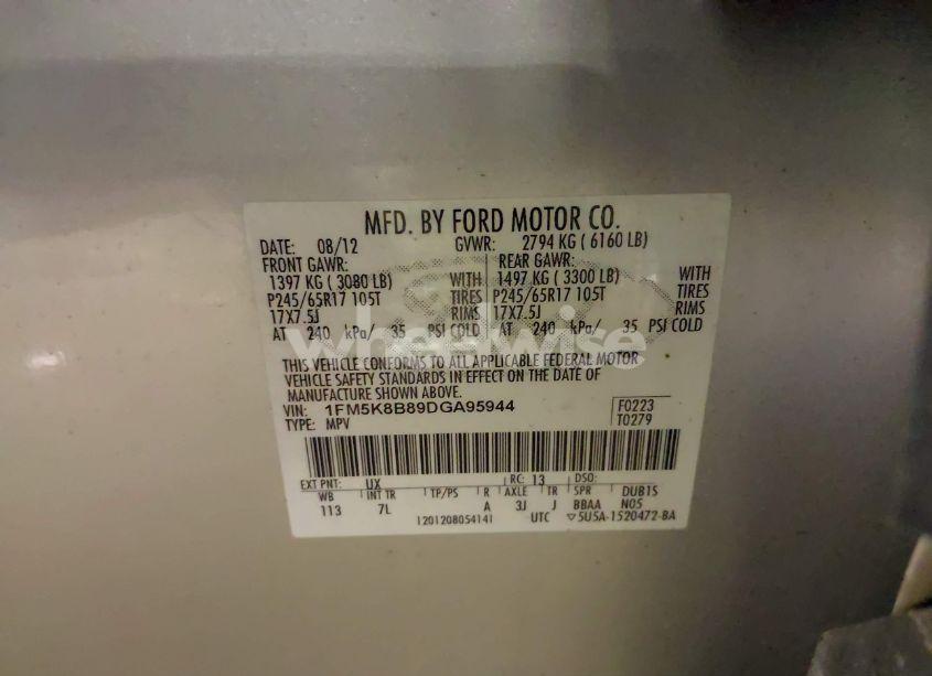 Photo 9 of 2013 Ford Explorer (VIN 1FM5K8B89DGA95944)