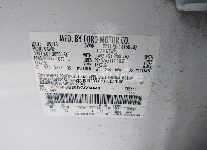 Photo 9 of 2013 Ford Explorer (VIN 1FM5K8B89DGC94444)