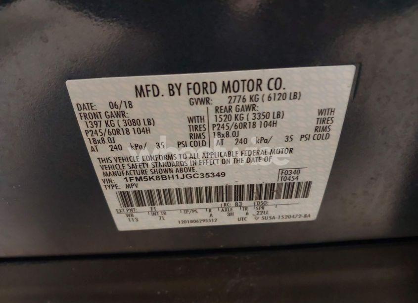 Photo 9 of 2018 Ford Explorer (VIN 1FM5K8BH1JGC35349)