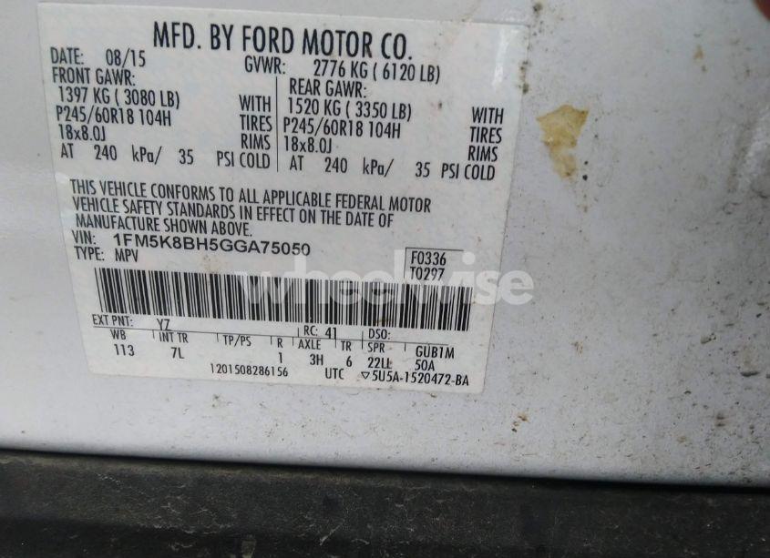 Photo 9 of 2016 Ford Explorer (VIN 1FM5K8BH5GGA75050)