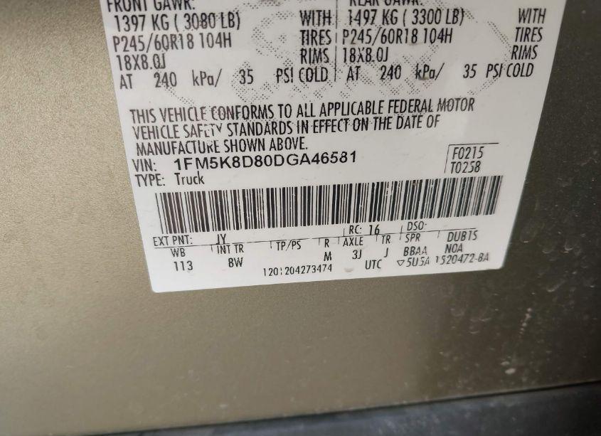 Photo 9 of 2013 Ford Explorer XLT (VIN 1FM5K8D80DGA46581)