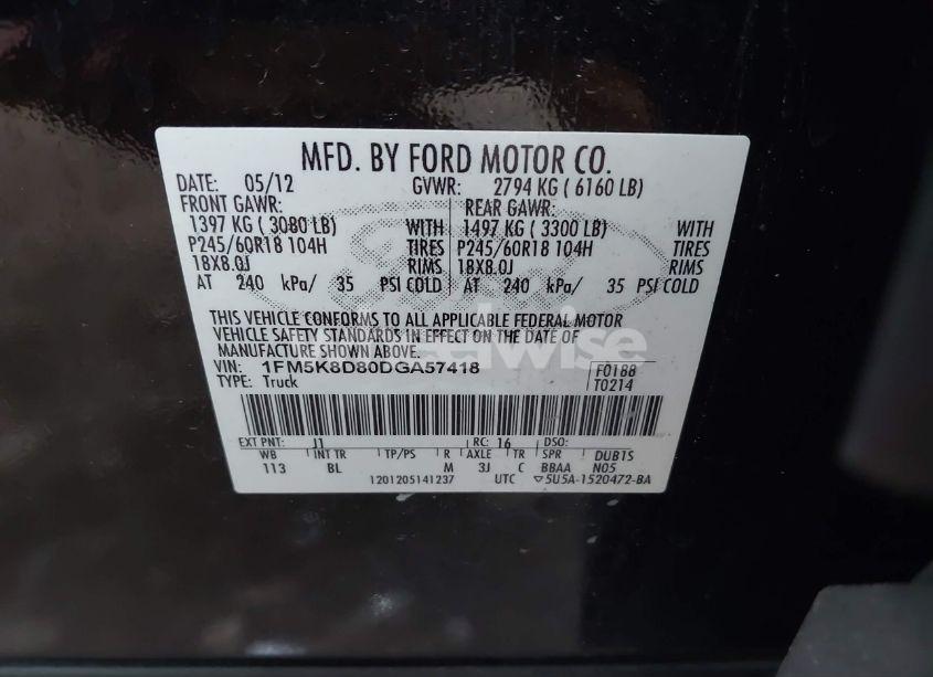 Photo 9 of 2013 Ford Explorer XLT (VIN 1FM5K8D80DGA57418)