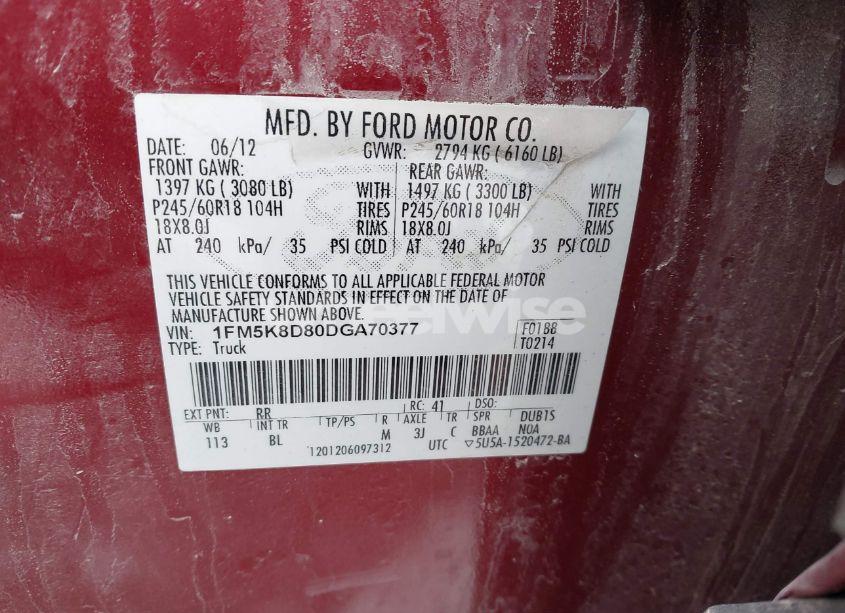 Photo 9 of 2013 Ford Explorer XLT (VIN 1FM5K8D80DGA70377)