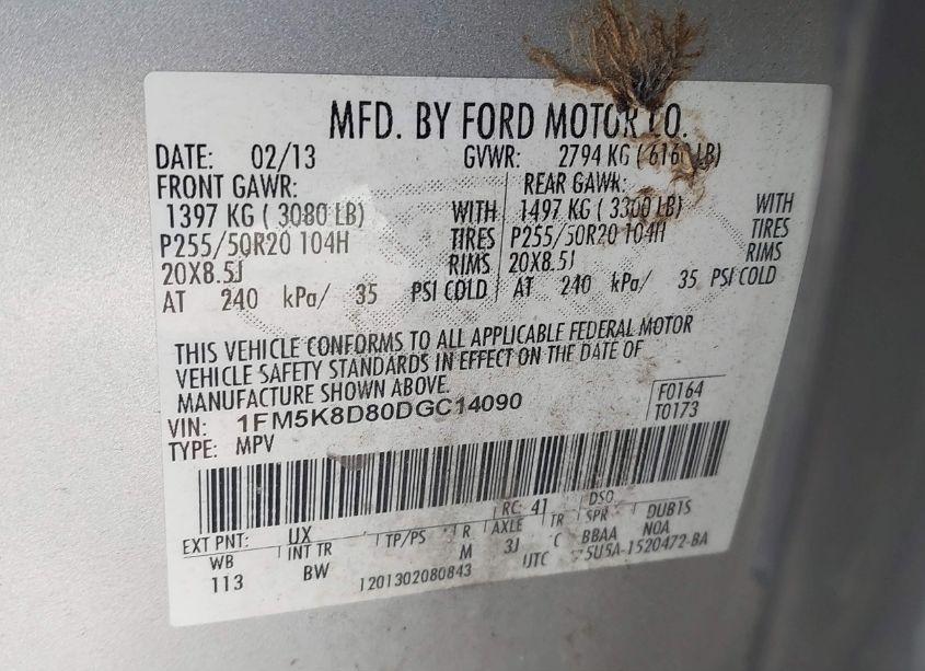 Photo 9 of 2013 Ford Explorer XLT (VIN 1FM5K8D80DGC14090)