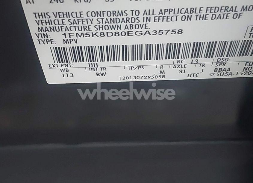 Photo 9 of 2014 Ford Explorer XLT (VIN 1FM5K8D80EGA35758)