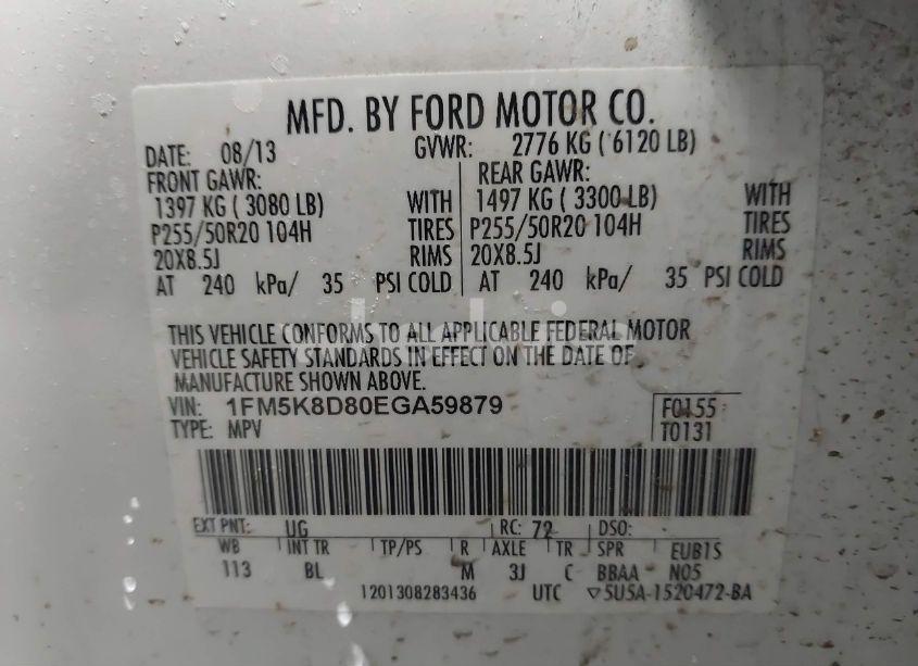 Photo 9 of 2014 Ford Explorer XLT (VIN 1FM5K8D80EGA59879)