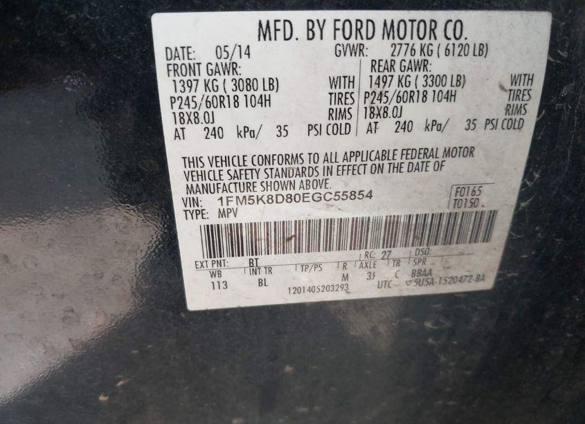 Photo 9 of 2014 Ford Explorer XLT (VIN 1FM5K8D80EGC55854)