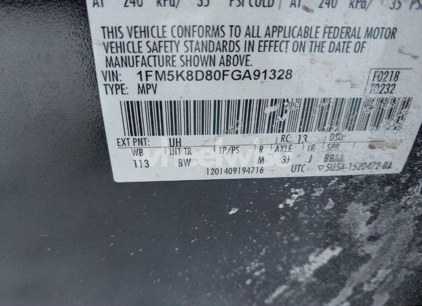 Photo 9 of 2015 Ford Explorer XLT (VIN 1FM5K8D80FGA91328)