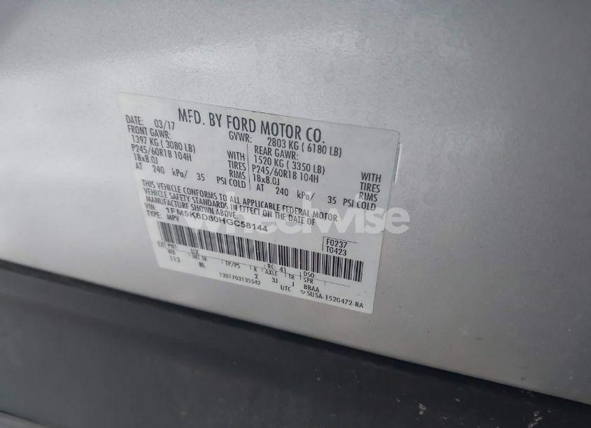 Photo 9 of 2017 Ford Explorer XLT (VIN 1FM5K8D80HGC58144)