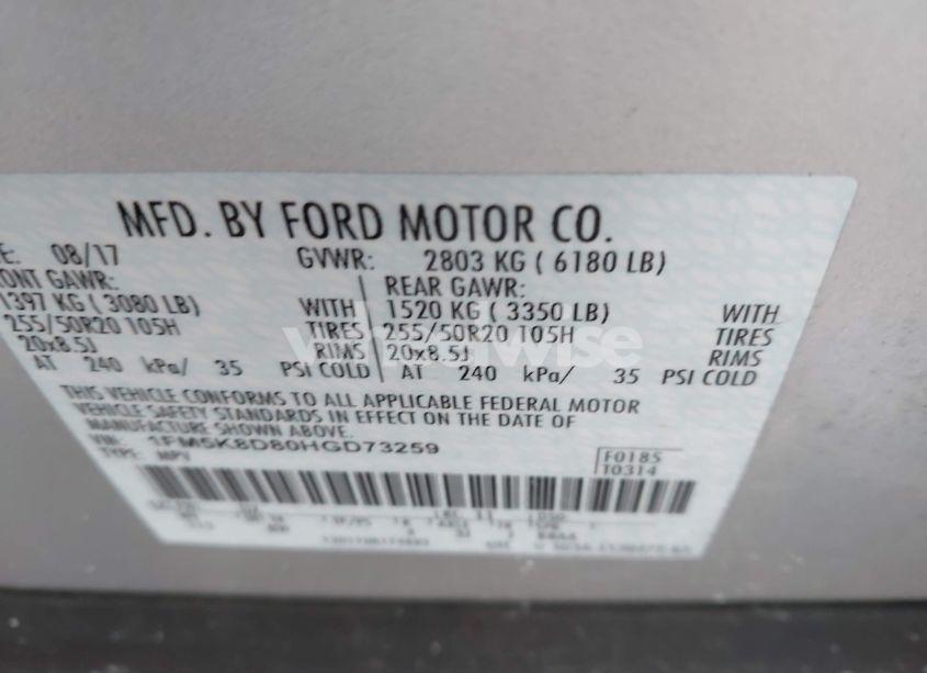 Photo 9 of 2017 Ford Explorer XLT (VIN 1FM5K8D80HGD73259)