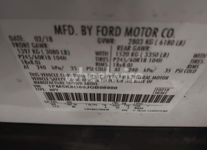 Photo 9 of 2018 Ford Explorer XLT (VIN 1FM5K8D80JGB08900)