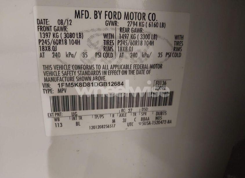 Photo 9 of 2013 Ford Explorer XLT (VIN 1FM5K8D81DGB12684)