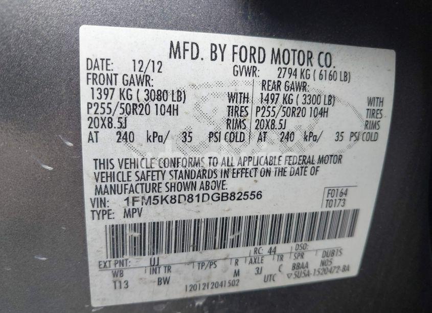 Photo 9 of 2013 Ford Explorer XLT (VIN 1FM5K8D81DGB82556)