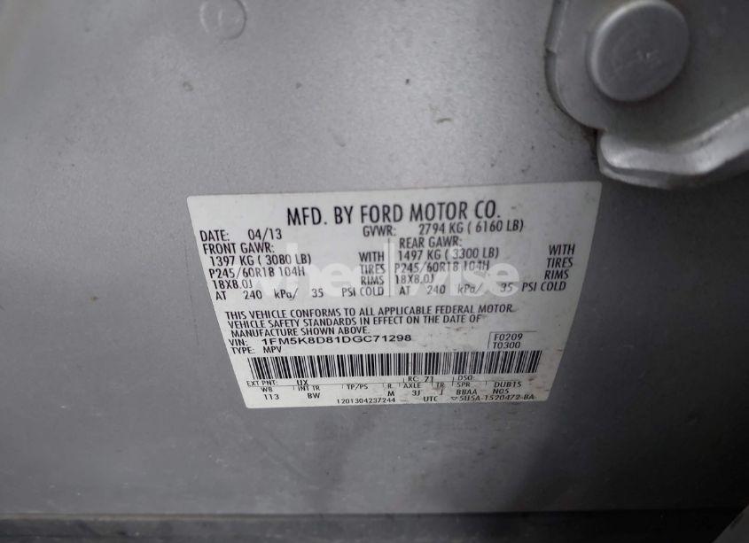 Photo 9 of 2013 Ford Explorer XLT (VIN 1FM5K8D81DGC71298)