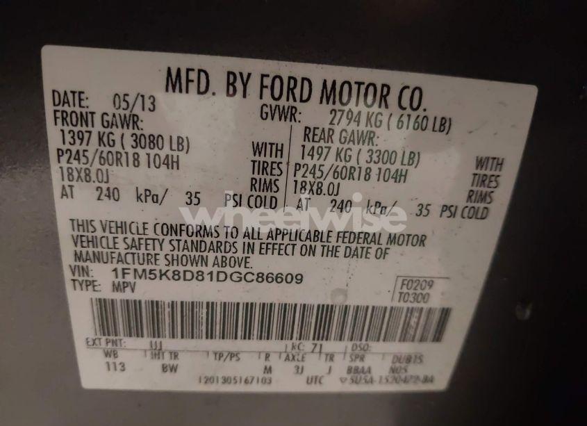 Photo 9 of 2013 Ford Explorer XLT (VIN 1FM5K8D81DGC86609)