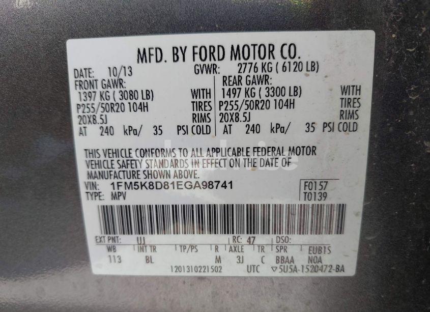 Photo 9 of 2014 Ford Explorer XLT (VIN 1FM5K8D81EGA98741)