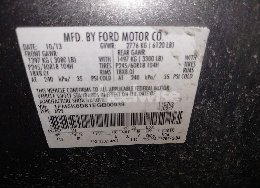 Photo 9 of 2014 Ford Explorer XLT (VIN 1FM5K8D81EGB00939)