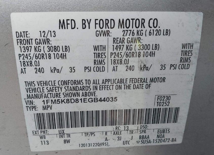 Photo 9 of 2014 Ford Explorer XLT (VIN 1FM5K8D81EGB44035)