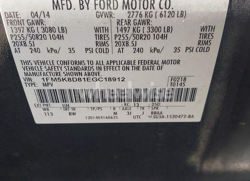 Photo 9 of 2014 Ford Explorer XLT (VIN 1FM5K8D81EGC18912)