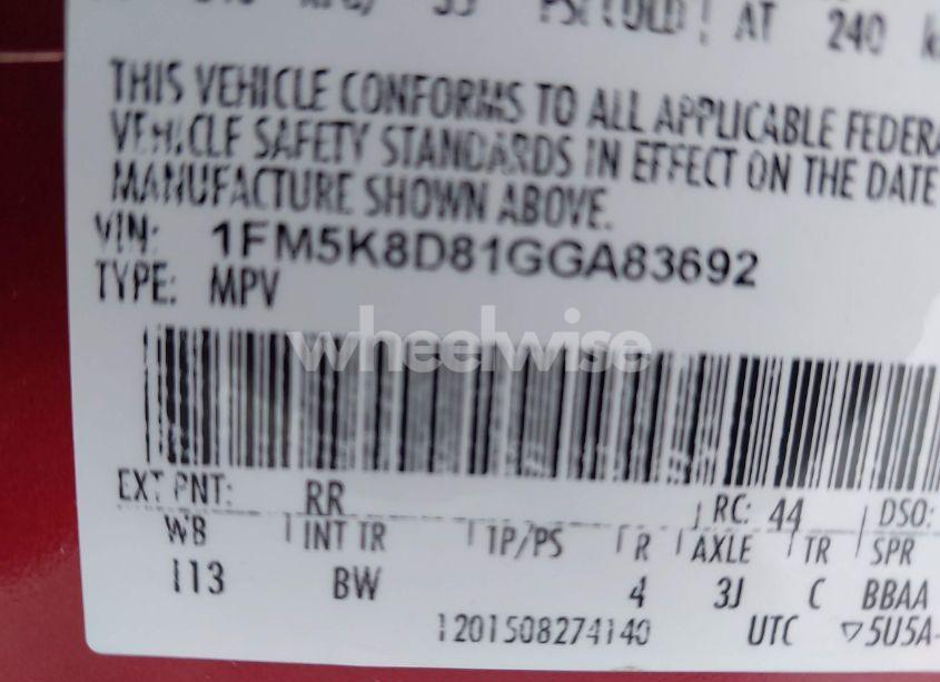 Photo 9 of 2016 Ford Explorer XLT (VIN 1FM5K8D81GGA83692)