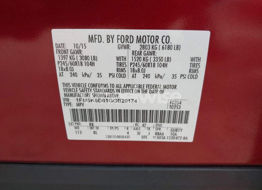 Photo 9 of 2016 Ford Explorer XLT (VIN 1FM5K8D81GGB20174)