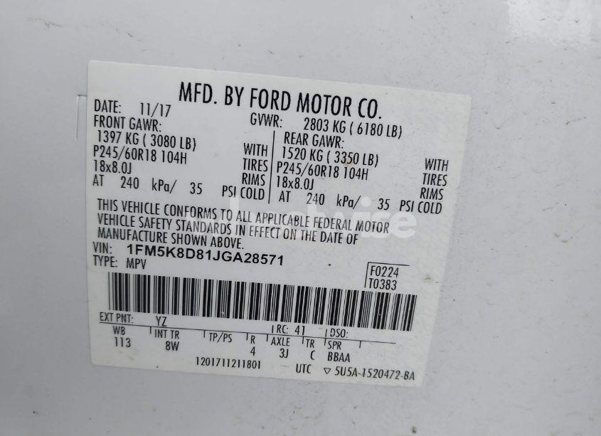 Photo 9 of 2018 Ford Explorer XLT (VIN 1FM5K8D81JGA28571)