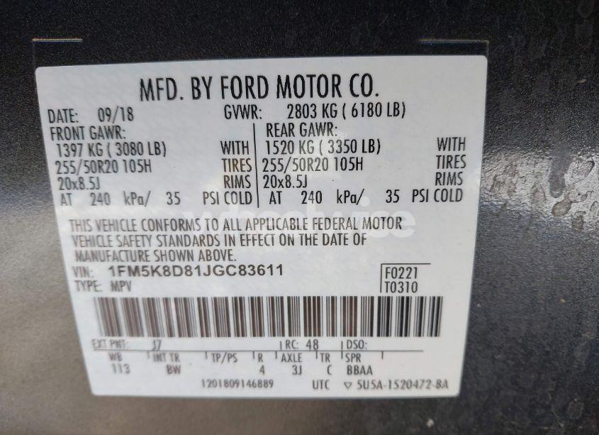 Photo 9 of 2018 Ford Explorer XLT (VIN 1FM5K8D81JGC83611)