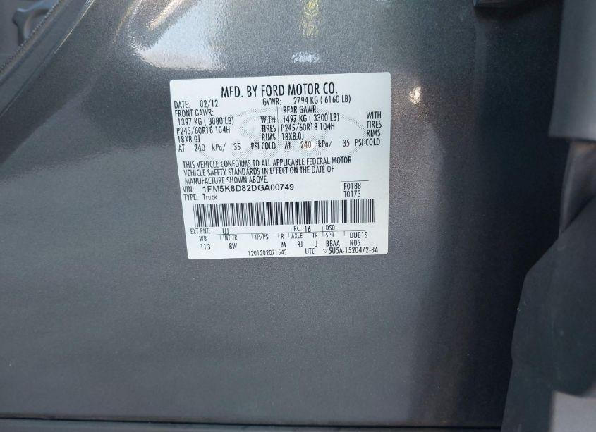 Photo 9 of 2013 Ford Explorer XLT (VIN 1FM5K8D82DGA00749)