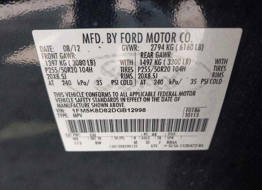 Photo 9 of 2013 Ford Explorer XLT (VIN 1FM5K8D82DGB12998)