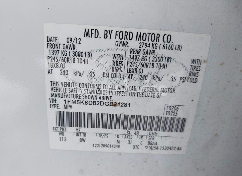 Photo 9 of 2013 Ford Explorer XLT (VIN 1FM5K8D82DGB21281)