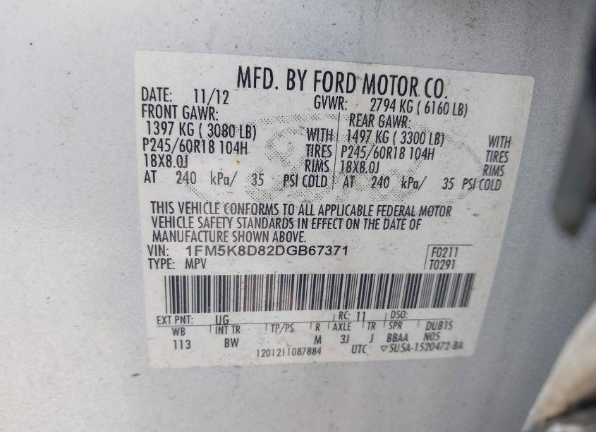 Photo 9 of 2013 Ford Explorer XLT (VIN 1FM5K8D82DGB67371)