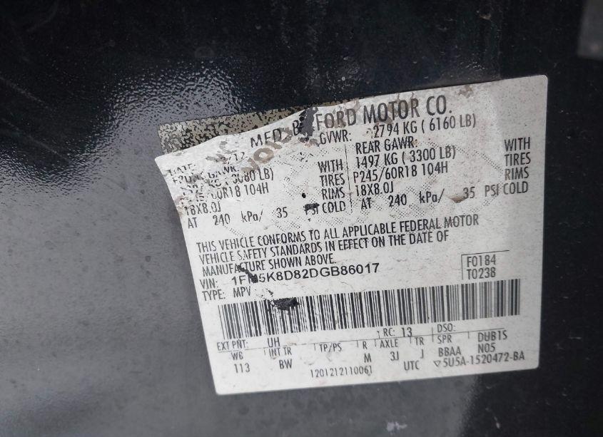 Photo 9 of 2013 Ford Explorer XLT (VIN 1FM5K8D82DGB86017)