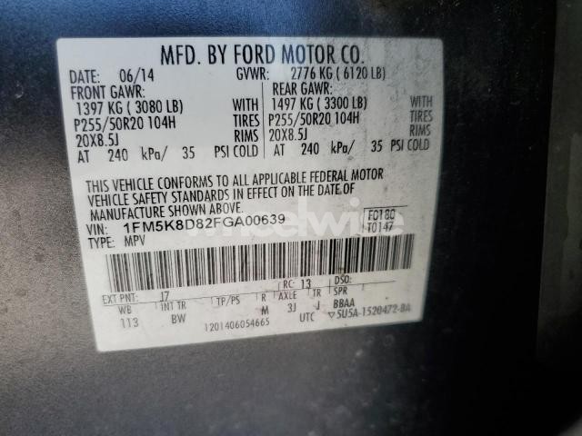 Photo 11 of 2015 FORD EXPLORER XLT (VIN 1FM5K8D82FGA00639)