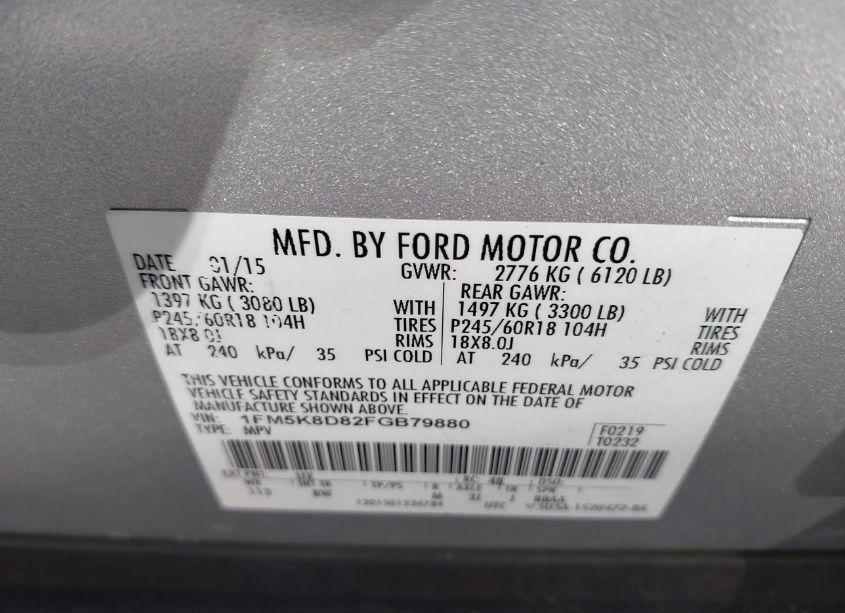 Photo 9 of 2015 Ford Explorer XLT (VIN 1FM5K8D82FGB79880)