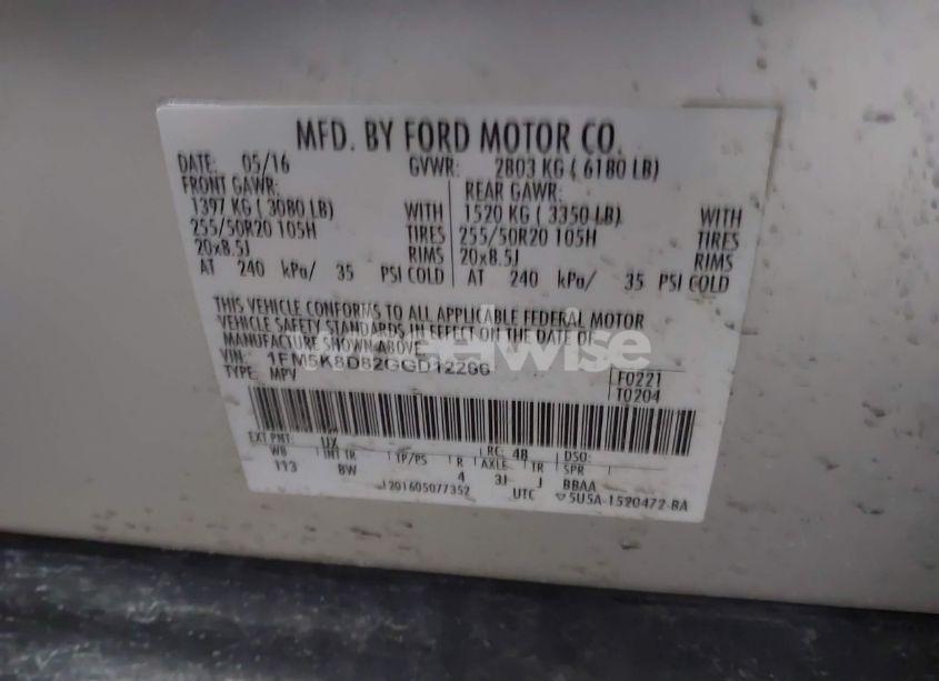 Photo 9 of 2016 Ford Explorer XLT (VIN 1FM5K8D82GGD12266)