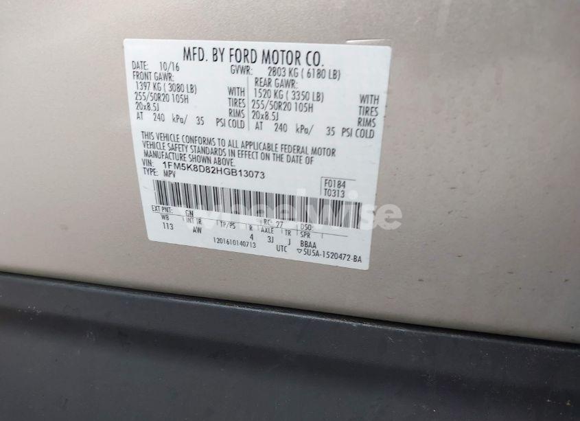 Photo 9 of 2017 Ford Explorer XLT (VIN 1FM5K8D82HGB13073)