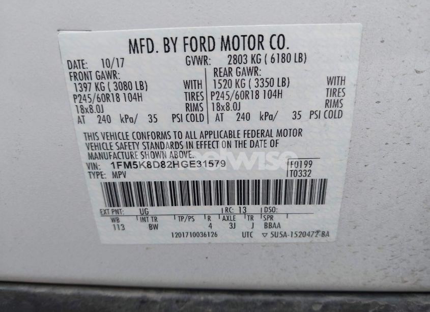 Photo 9 of 2017 Ford Explorer XLT (VIN 1FM5K8D82HGE31579)