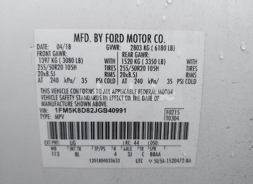 Photo 9 of 2018 Ford Explorer XLT (VIN 1FM5K8D82JGB40991)