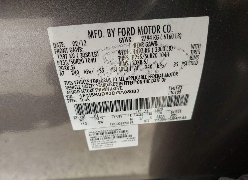 Photo 9 of 2013 Ford Explorer XLT (VIN 1FM5K8D83DGA08083)