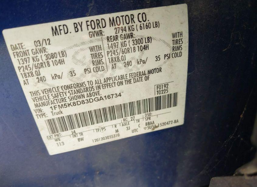 Photo 9 of 2013 Ford Explorer XLT (VIN 1FM5K8D83DGA16734)