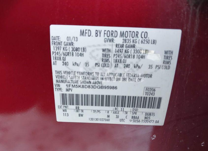 Photo 9 of 2013 Ford Explorer XLT (VIN 1FM5K8D83DGB95986)