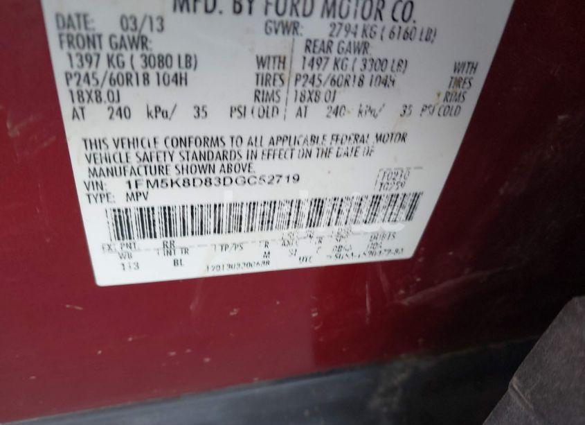 Photo 9 of 2013 Ford Explorer XLT (VIN 1FM5K8D83DGC52719)