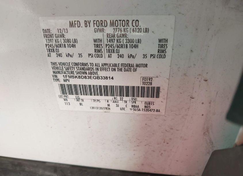 Photo 9 of 2014 Ford Explorer XLT (VIN 1FM5K8D83EGB33814)