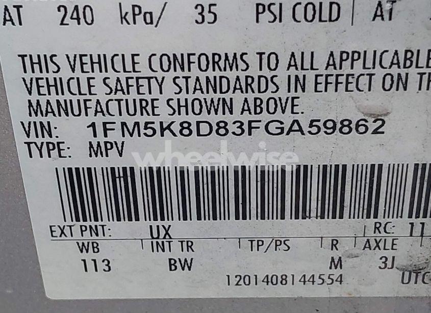 Photo 9 of 2015 Ford Explorer XLT (VIN 1FM5K8D83FGA59862)