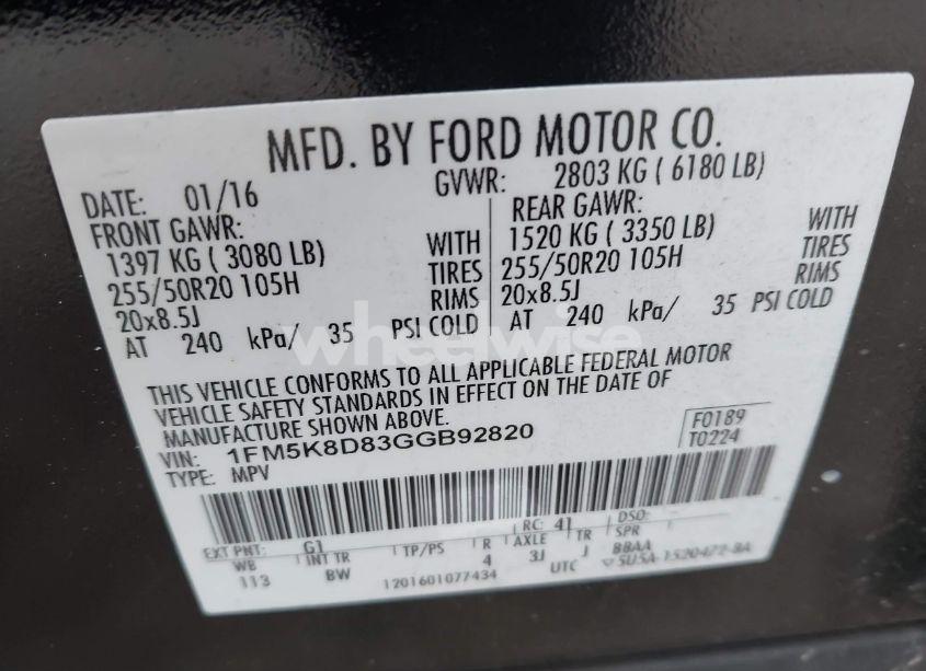 Photo 9 of 2016 Ford Explorer XLT (VIN 1FM5K8D83GGB92820)