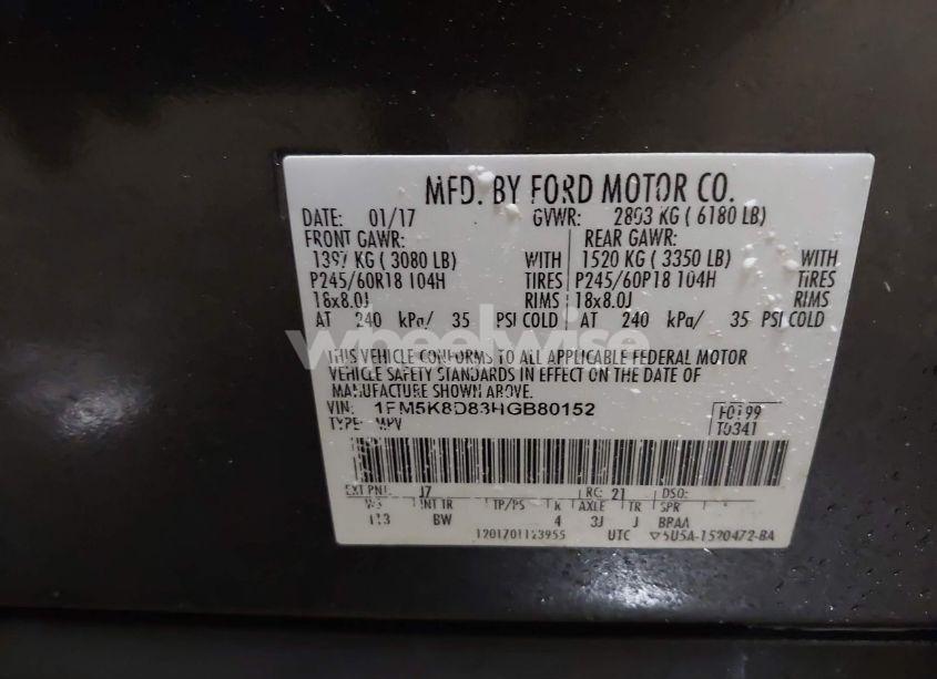 Photo 9 of 2017 Ford Explorer XLT (VIN 1FM5K8D83HGB80152)