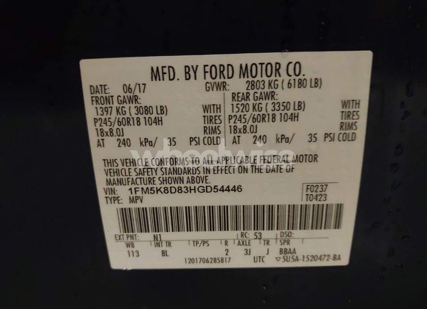 Photo 9 of 2017 Ford Explorer XLT (VIN 1FM5K8D83HGD54446)