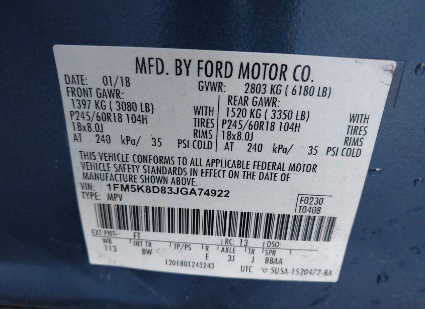 Photo 9 of 2018 Ford Explorer XLT (VIN 1FM5K8D83JGA74922)