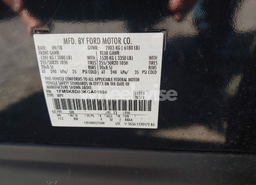 Photo 9 of 2019 Ford Explorer XLT (VIN 1FM5K8D83KGA01986)