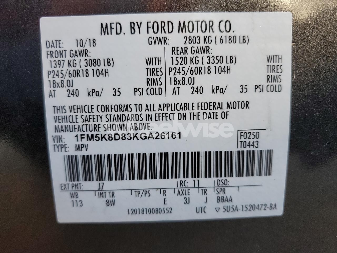 Photo 13 of 2019 FORD EXPLORER XLT (VIN 1FM5K8D83KGA26161)